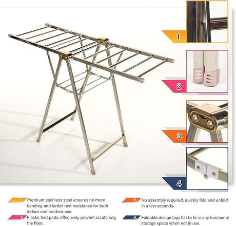 Stainless Steel Clothes Drying Stand - Silver