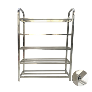 رف أحذية متعدد الطبقات من الفولاذ المقاوم للصدأ قابل للطي للأحذية والكتب والملابس وتخزين متعدد الأغراض – سعة 15 زوج – 5 طبقات