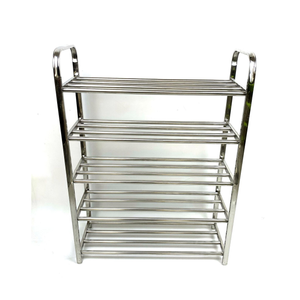 رف أحذية متعدد الطبقات من الفولاذ المقاوم للصدأ قابل للطي للأحذية والكتب والملابس وتخزين متعدد الأغراض – سعة 15 زوج – 5 طبقات