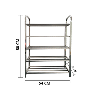 رف أحذية متعدد الطبقات من الفولاذ المقاوم للصدأ قابل للطي للأحذية والكتب والملابس وتخزين متعدد الأغراض – سعة 15 زوج – 5 طبقات