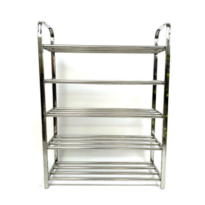 رف أحذية متعدد الطبقات من الفولاذ المقاوم للصدأ قابل للطي للأحذية والكتب والملابس وتخزين متعدد الأغراض – سعة 15 زوج – 5 طبقات