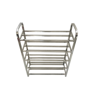 رف أحذية متعدد الطبقات من الفولاذ المقاوم للصدأ قابل للطي للأحذية والكتب والملابس وتخزين متعدد الأغراض – سعة 15 زوج – 5 طبقات