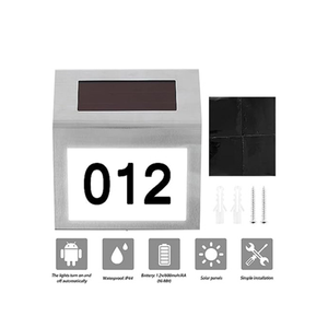 ضوء أرقام المنازل بالطاقة الشمسية من الستانلس ستيل مزود بإضاءة ليد