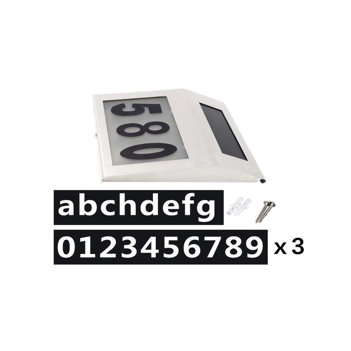 ضوء أرقام المنازل بالطاقة الشمسية من الستانلس ستيل مزود بإضاءة ليد