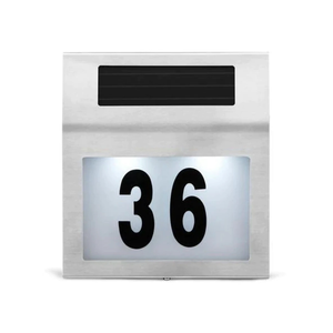 ضوء أرقام المنازل بالطاقة الشمسية من الستانلس ستيل مزود بإضاءة ليد