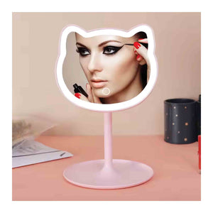 مرآة مكياج مسطحة قابلة للتعديل مع إضاءة LED