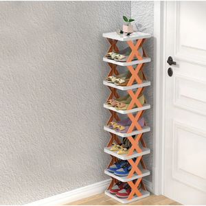 Stylish 7 Layer Foldable Shoe Rack Organiser for Small Spaces - Orange