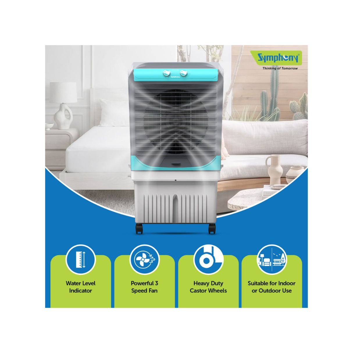 سيمفوني مبرد هواء 80 لتر – 3 سرعات – 195 واط – MAXWIND-80XL