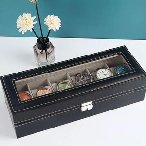 Watch Organizer Box for 6 Watches - Black