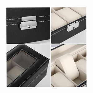 Watch Organizer Box for 6 Watches - Black