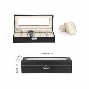 Watch Organizer Box for 6 Watches - Black