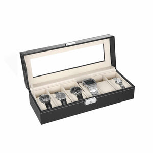 Watch Organizer Box for 6 Watches - Black