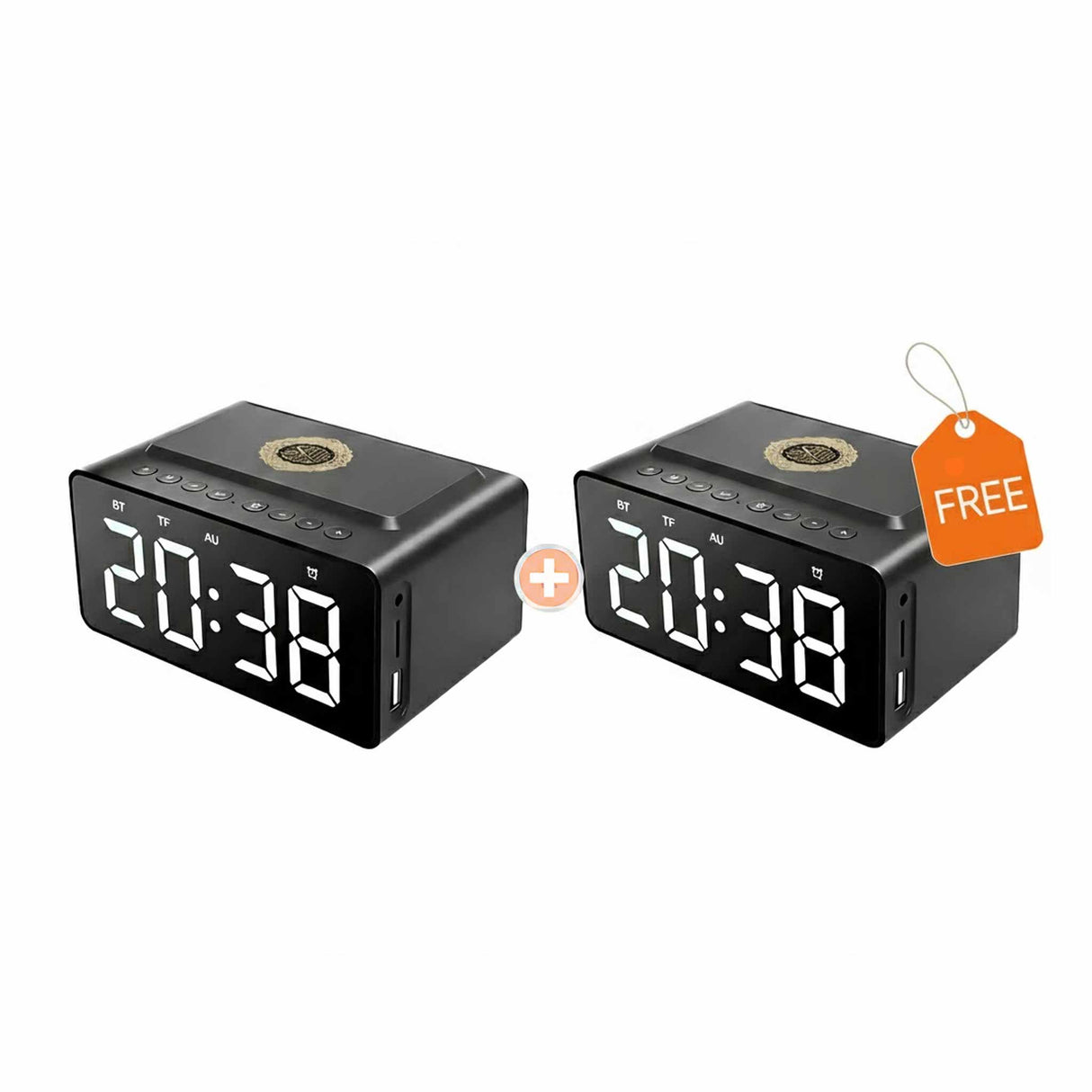 Telawah Quran Speaker with Azan Alarm Clock & Bluetooth – Islamic LED Display Bedside Clock - Buy One, Get One Free