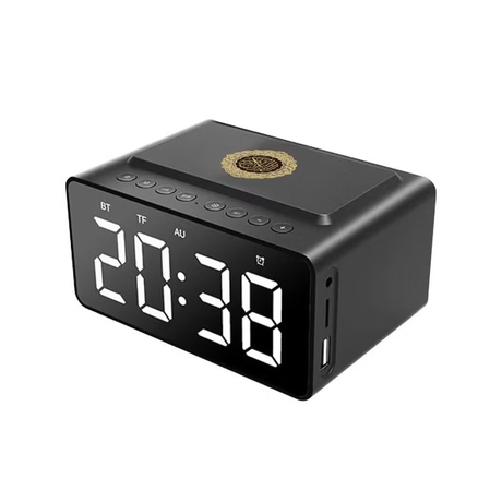Telawah Quran Speaker with Azan Alarm Clock & Bluetooth – Islamic LED Display Bedside Clock