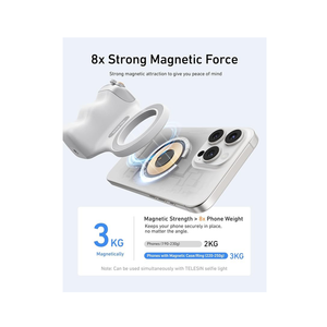 Telesin Fun Shot Magnetic Phone Camera Grip + C03 Magnetic Selfie Light - White