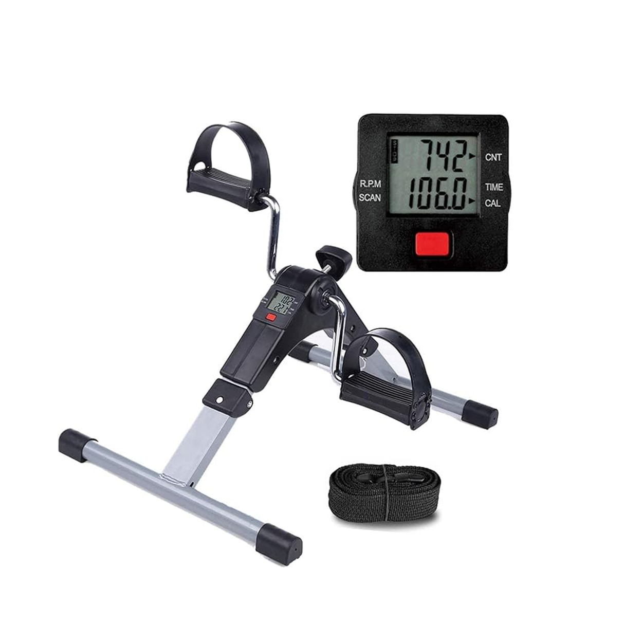 Thetafit® Mini Pedal Exerciser Portable Bike Pedal Exerciser With Calories Tracker Display - Black