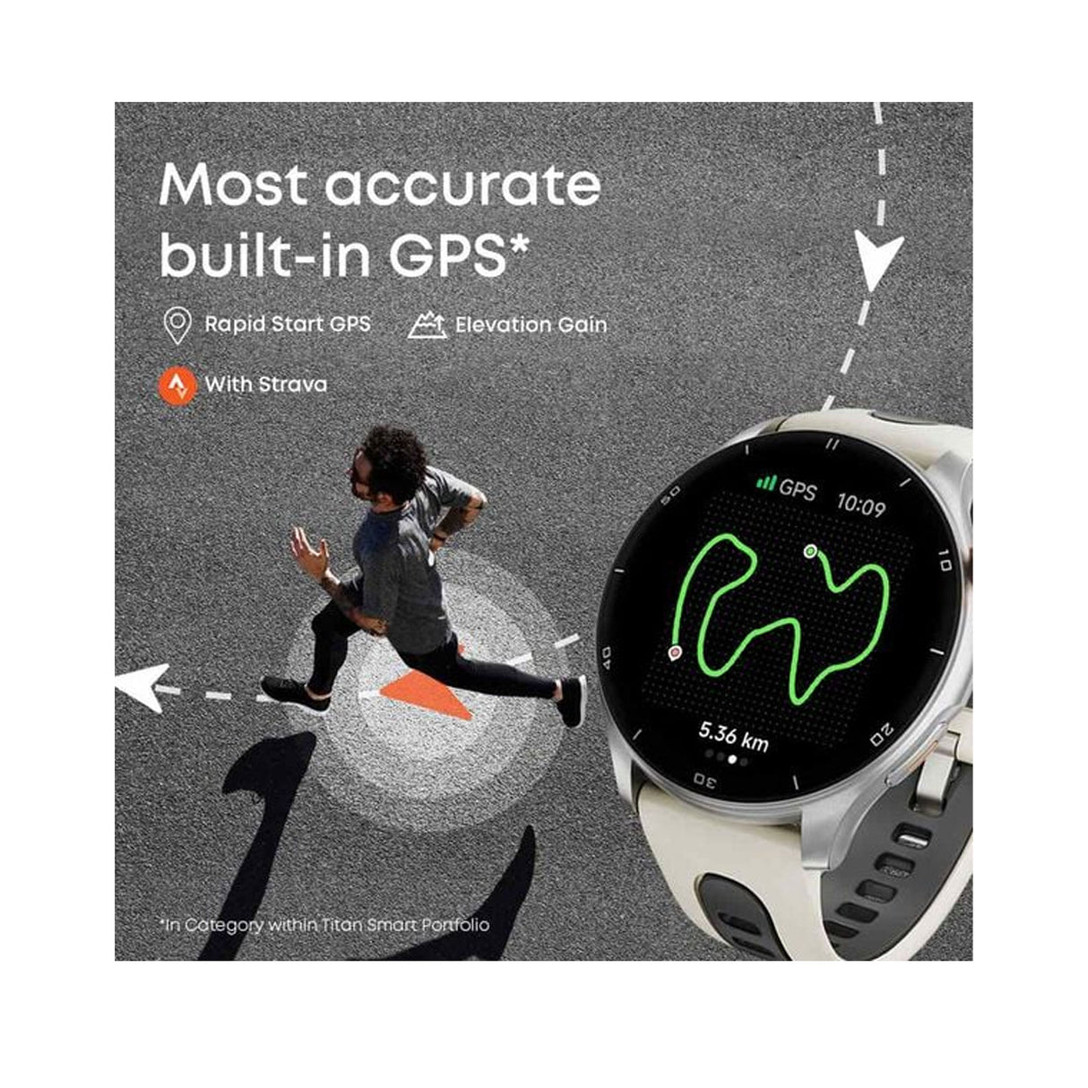 تيتان سيليستور ساعة المتطورة بنظام  جي بي اس و بارومتر شاشة أموليد مقاس 3.6 سم مع خاصية ايه اوه دي - تاج وظيفي كهربائي ضغطي أورورا الأزرق