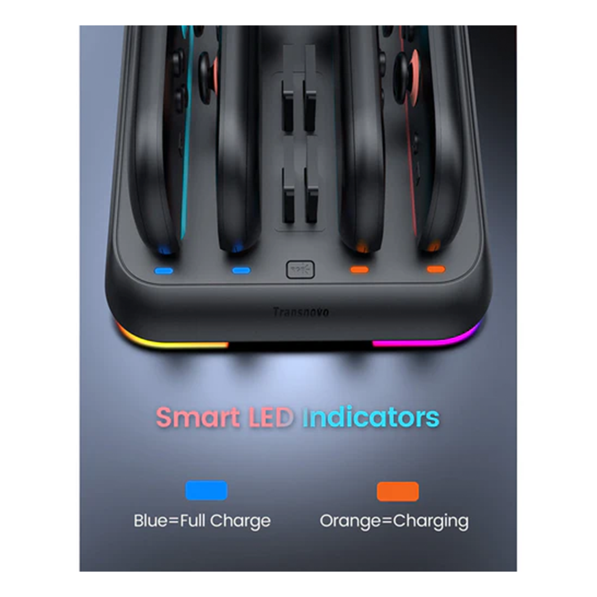 Transnovo Adjustable Stand 4 in 1 Charging Dock with RGB Light for Nintendo Switch 2 Joy-Co