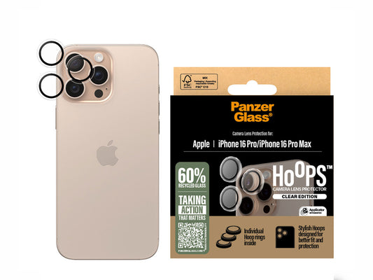 PanzerGlass® Hoops™ Transparent Lens Protector for iPhone 16 Pro and Pro Max 6.3 Inch | 6.9 Inch