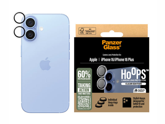 PanzerGlass® Hoops™ Transparent Lens Protector for iPhone 16 and 16 Plus - 6.1 Inch | 6.7 Inch