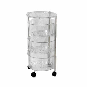 Transparent Multi Layer Rotating Storage Basket Rack with Removable Baskets-3 Layer
