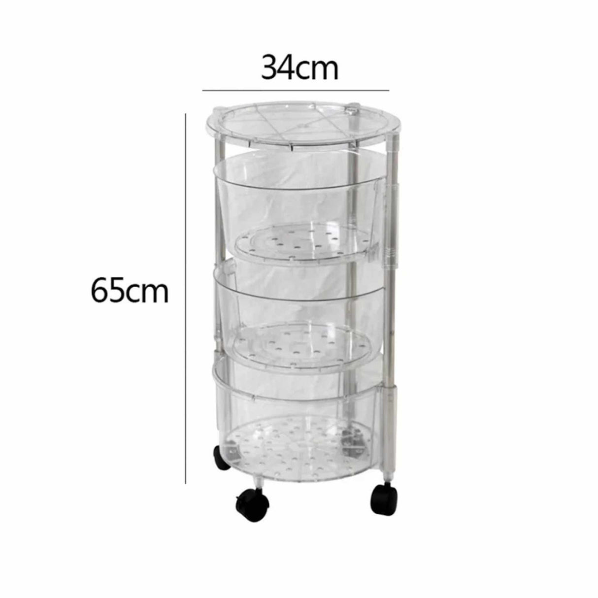 Transparent Multi Layer Rotating Storage Basket Rack with Removable Baskets-3 Layer