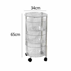 Transparent Multi Layer Rotating Storage Basket Rack with Removable Baskets-3 Layer