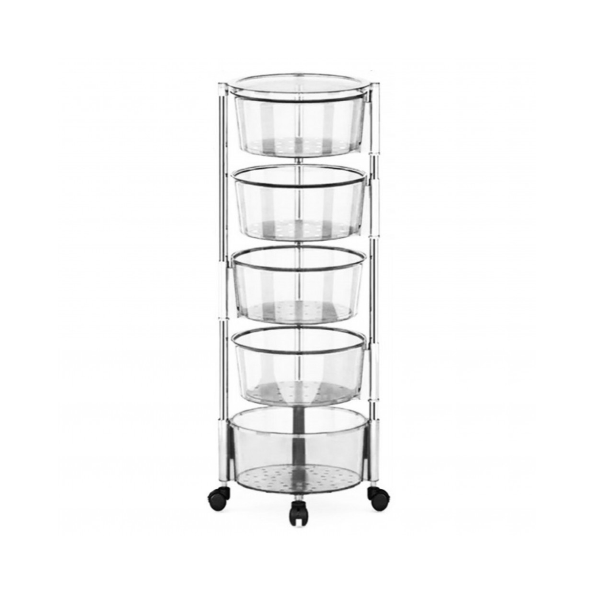 سلة تخزين شفاف متعدد الطبقات دوّار مع سلال قابلة للإزالة – 5 طبقات