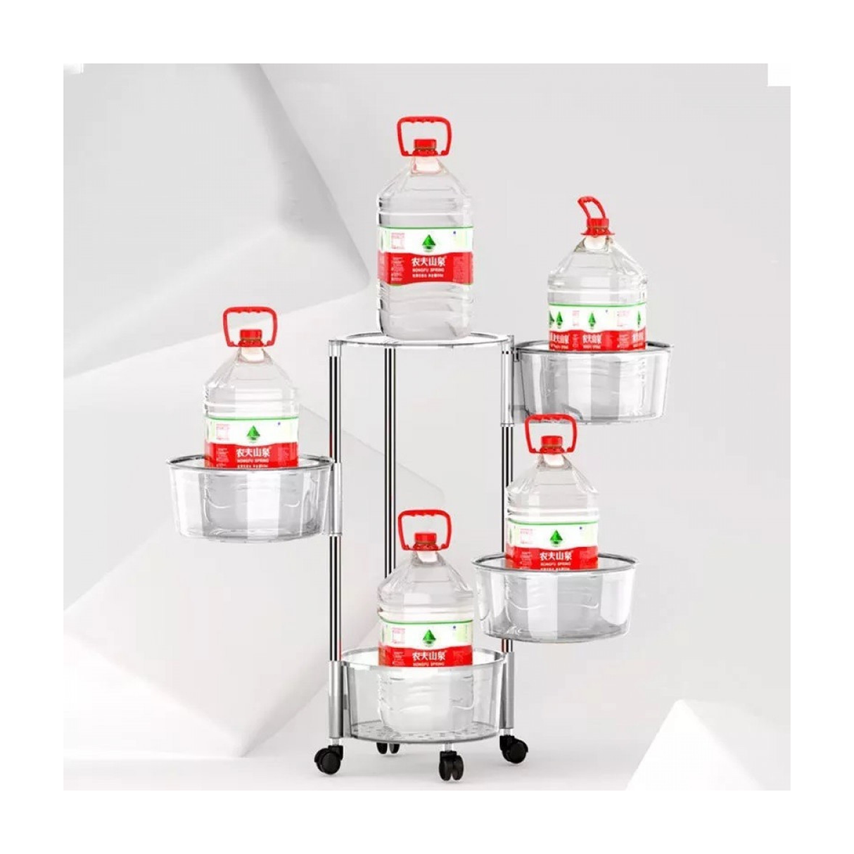 سلة تخزين شفاف متعدد الطبقات دوّار مع سلال قابلة للإزالة – 5 طبقات