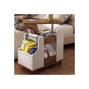 Trapezoid Side Table With 1-Drawer And Rotatable Liftable Top For Bedroom & Living Room