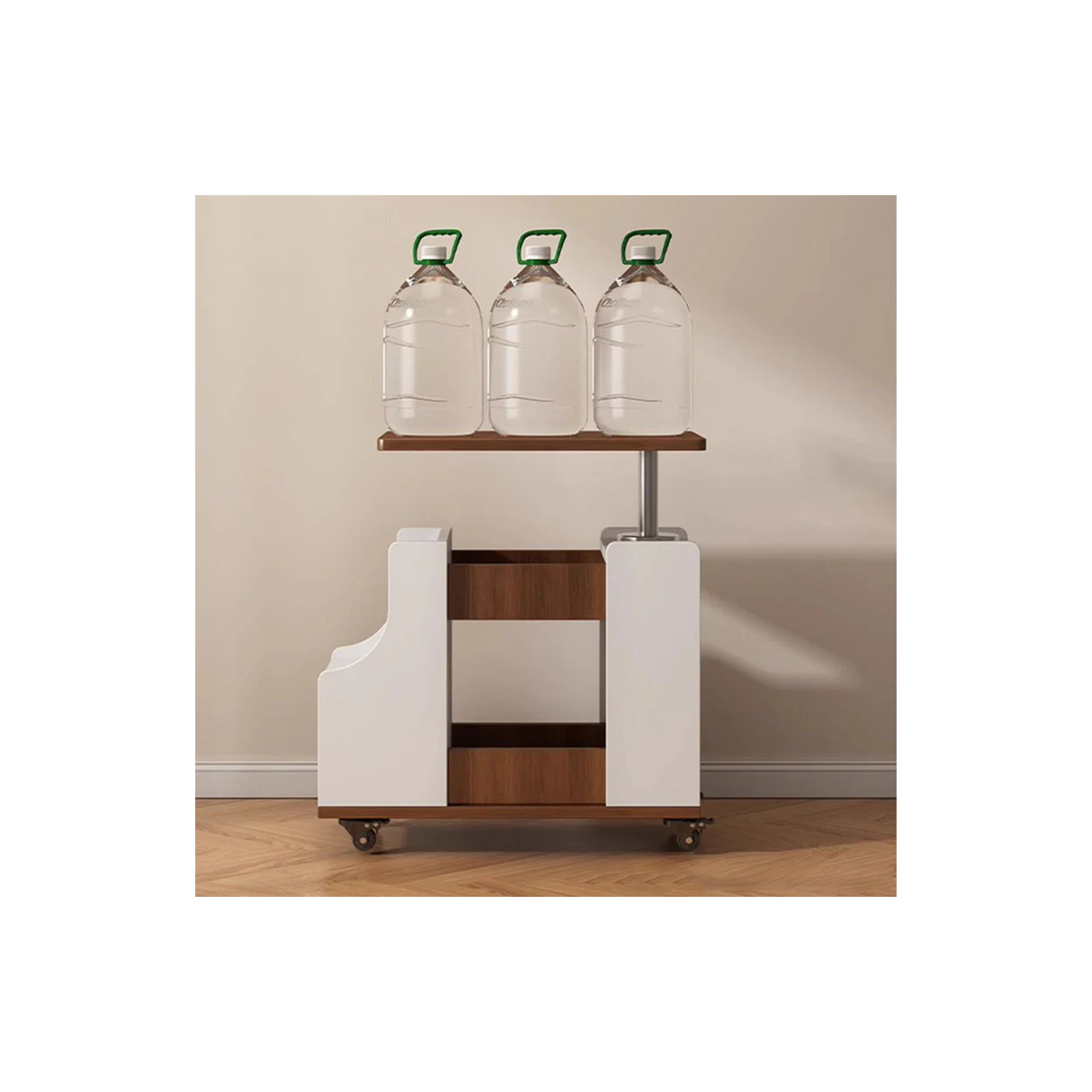 Trapezoid Side Table With 1-Drawer And Rotatable Liftable Top For Bedroom & Living Room