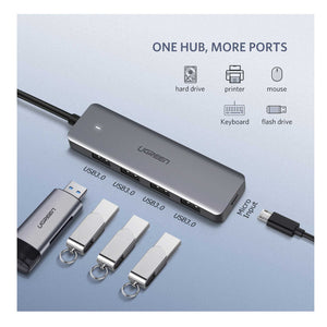 UGREEN Ultra Slim 4 - Port USB 3 Hub with - 5Gbps - Data Transfer & Power Port - Zayoom