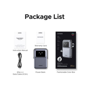 UGREEN Uno Magnetic Wireless Power Bank 10000mAh - 20W - Black