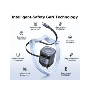 UGREEN 45W GaN Fast Charger With Retractable Cable  (2-port) - Space Gray