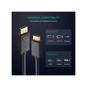 UGREEN Display Port 1.4 Male to Male Case Braided Cable - 3m