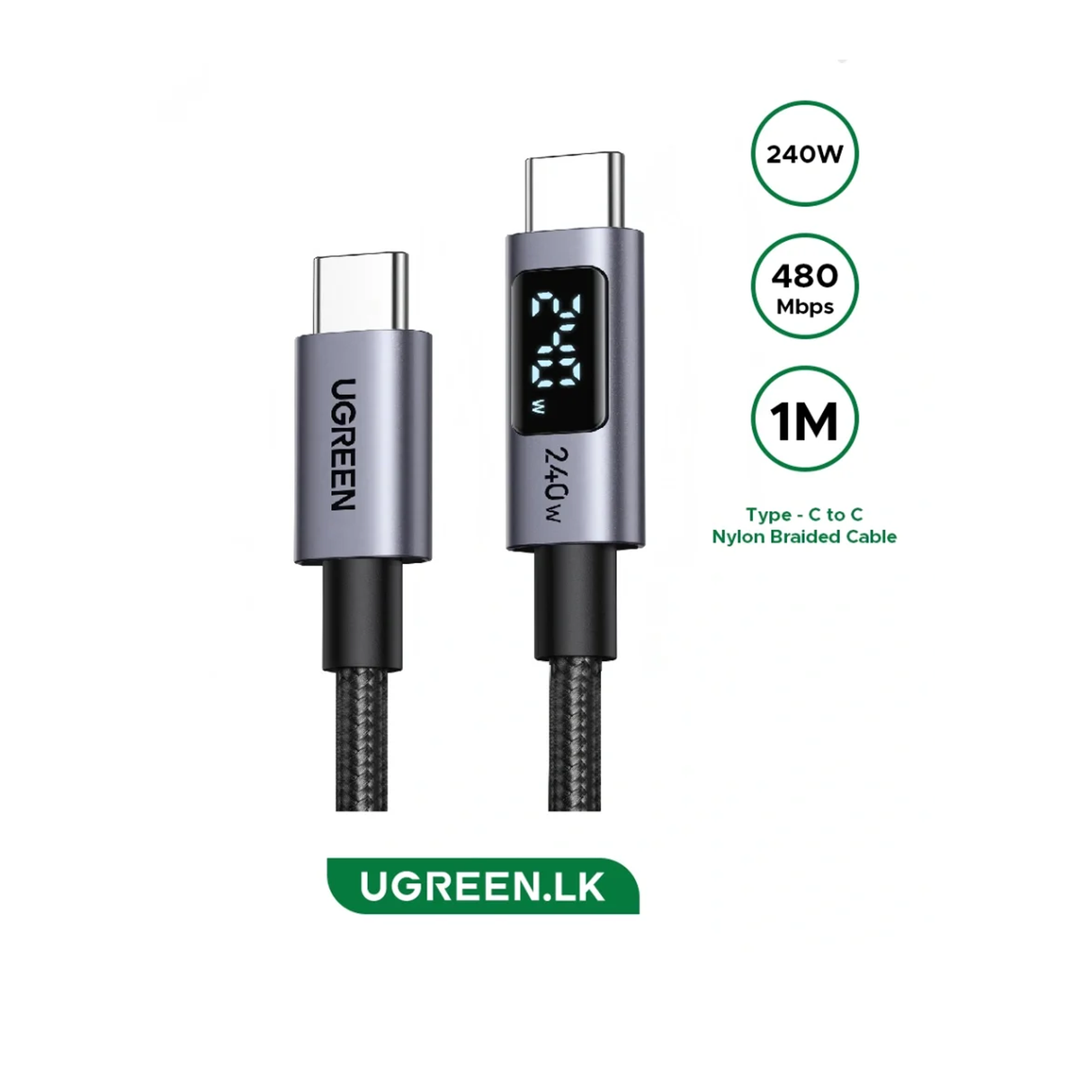 UGREEN USB-C to USB-C PD Fast Charging Cable 240W Max - 1m