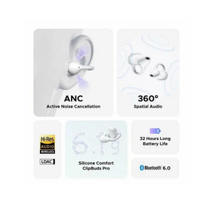 UGREEN Clipbuds Pro Open-Ear Wireless ANC Earbuds - White