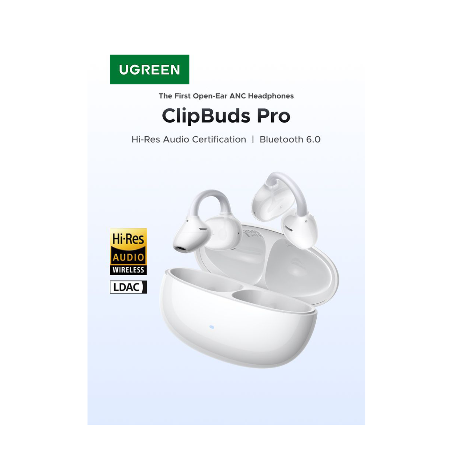 UGREEN Clipbuds Pro Open-Ear Wireless ANC Earbuds - White