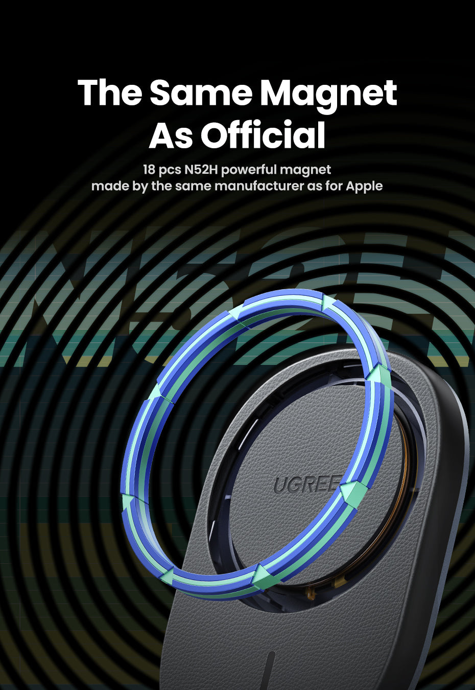 يوجرين شاحن سيارة لاسلكي مغناطيسي بقوة 15 واط