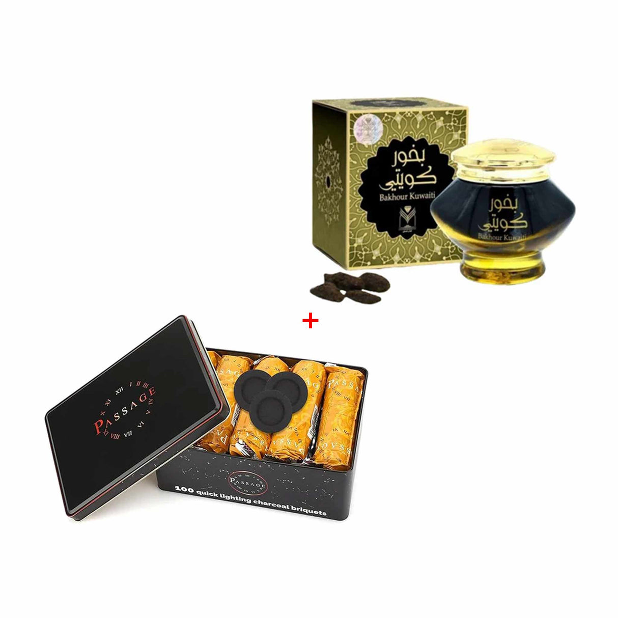 Almas Bakhoor Kuwaiti 40g + Passage Quick Lighting Charcoal Briquets Box 100 PCS 33mm