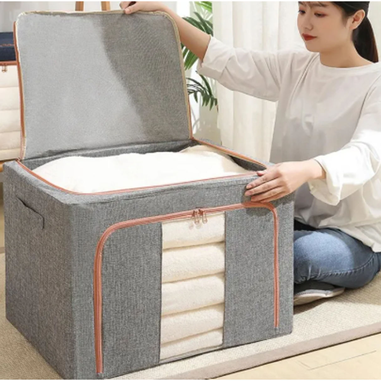 Foldable Clothes Storage Box -  100L (60×43×40 cm)