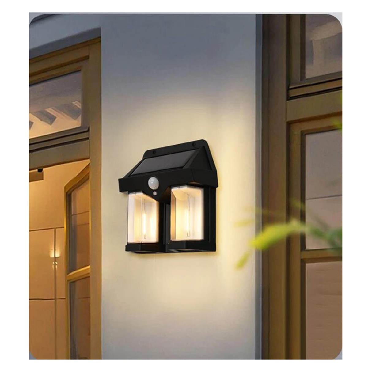 ضوء ليد مزدوج خارجي شمسي مثبت على الحائط مزوّد بمستشعر حركة للإضاءة الخارجية