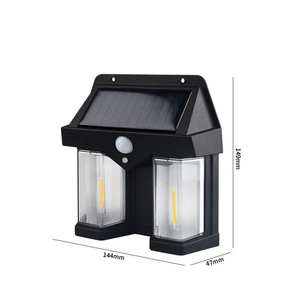 ضوء ليد مزدوج خارجي شمسي مثبت على الحائط مزوّد بمستشعر حركة للإضاءة الخارجية