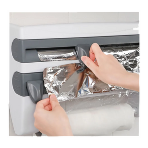 حامل ورق ثلاثي جداري للمطبخ لتوزيع ورق القصدير وورق التغليف ولفائف المناشف الورقية