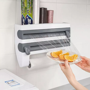 حامل ورق ثلاثي جداري للمطبخ لتوزيع ورق القصدير وورق التغليف ولفائف المناشف الورقية