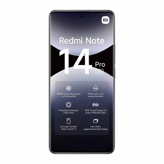 Xiaomi Redmi Note 14 Pro - 5G - Midnight Black - 12GB RAM 512GB ROM + Redmi Buds 6 Active - Transparent blue