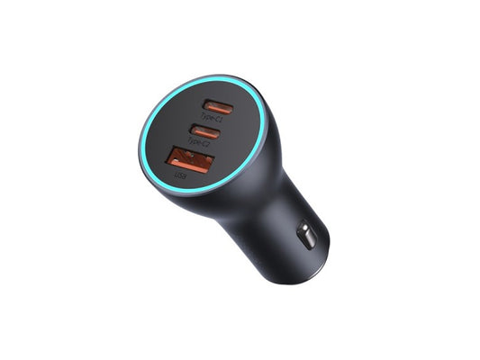 Baseus Golden Contactor Pro USB-A Car Charger + 2x USB-C 65W - Dark Gray