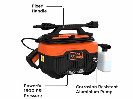 BLACK+DECKER Horizontal Pressure Washer 110 bar/1600 PSI - 1300W