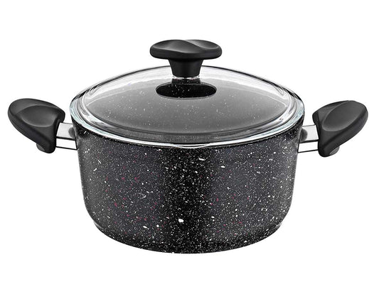 Papilla Vilma Serie 22CM Alumunium Casserole with Borosilicate Glass Lid - Black