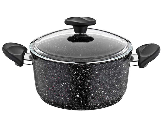 Papilla Vilma Serie 26CM Alumunium Casserole with Borosilicate Glass Lid - Black